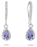 Tanzanite and Diamond Dangle Earrings in 10K White Gold