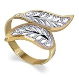 Genuine 10 KT Two Tone Gold Finish Leaf Ring 10K Band Size 8
