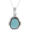 Sterling Silver .925 Stamp Hypoallergenic Nickel Free Sturdy Turquoise Pendant Necklace