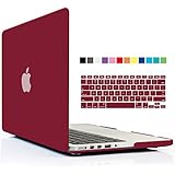 iBenzer - 2 in 1 Soft-Touch Plastic Hard Case Cover & Keyboard Cover for 15 inches Macbook Pro 15.6'' with Retina display (Model: A1398 ), Wine Red MMP15R-WR+1