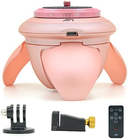 360 Degree Mini Panoramic Tripod Head YOCI Electric Motorized Self Rotator and Time Lapse with Bluetooth Remote Compatible with GoPro Hero 4/ 3+ and iPhone 6/ 6s /Plus Sumsung Cellphones (Pink)