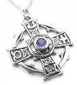 Silver-Tone Celtic Sorcery Raith Gras Cross Pendant 20" Necklace