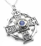 Silver CELTIC Sorcery RAITH GRAS Cross Pendant Necklace