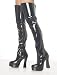 ELECTRA 5 Inch Stack Heel w/1 1/2 Inch Platform Boots Black Patent Pleaser