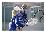 Woman Teaching a Girl How to Play Tennis Photographic Print, 24