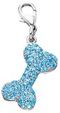 Austrian Crystal Dog Bone Collar Charm - Blue