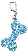 Austrian Crystal Dog Bone Collar Charm - Blue