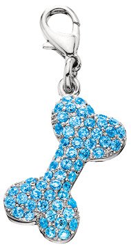 Austrian Crystal Dog Bone Collar Charm - Blue