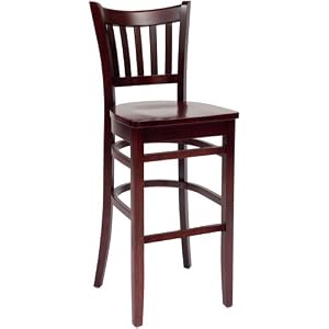 Vertical Back Beech Wood Dining Room - Kitchen Bar Stool - Barstool Height - Mahogany by Euro Select