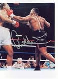 PINKLON THOMAS AUTOGRAPHED 8X10 BOXING PHOTO DRILLED BY MIKE TYSON (BOXING)