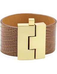 Leighelena "Jigsaw" Cognac Lizard Size Buckle Wide Bracelet