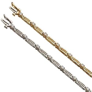 14kt White Gold Extensive Bar Diamond Fashion Bracelet
