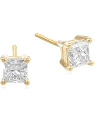 IGI Certified 18k Gold Princess-Cut 4-Prong Diamond Studs (1 cttw, H-I Color, SI1-SI2 Clarity)