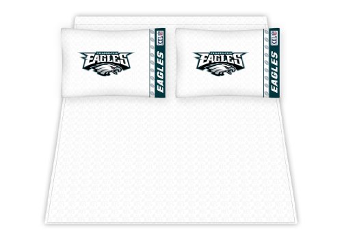Best Quality Micro Fiber Sheet Set - Philadelphia Eagles NFL /Color White Size Queen