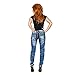 Suko Jeans Skinny Jeans for Women with Faux Leather side panel and pockets