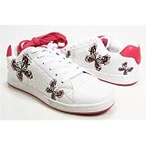 Bright Pink Butterfly Sneakers Low Top 2 Sets of Laces---Vegan by Kisses