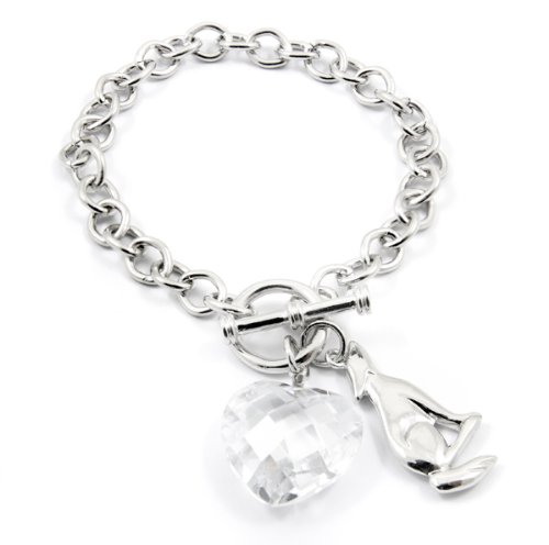 Flora's Sterling Silver Heart and Wolf Charm Bracelet