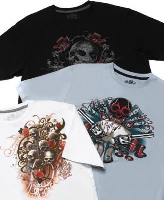 Marc Ecko Cut & Sew All In, Scratchboard Skull & Skull Repeat Tees