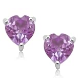 10k White Gold Heart-Shaped Amethyst Earrings