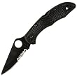 Spyderco Delica 4 Lightweight Blade Combination Edge Knife, Black Spyderco Delica 4 Lightweight Blade Combination Edge Knife, Black