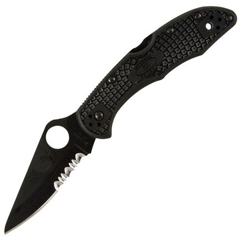 Spyderco Delica 4 Lightweight Blade Combination Edge Knife, Black