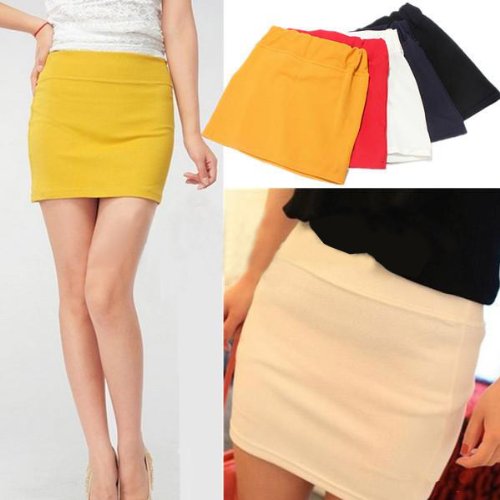 New Women Spandex A Line High Waist Elasticity Thin Cool Dress Mini Skirt White