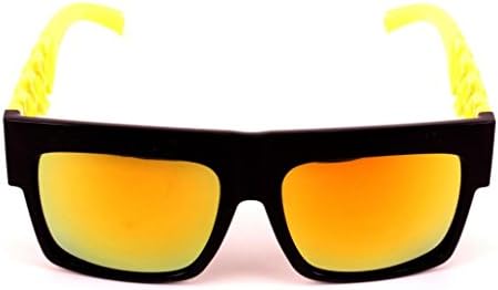 Black Yellow Chain Wayfarer Sunglasses Iridium Lens