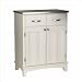Home Styles Furniture White Wood Buffet Kitchen Island with Stainless Steel Top