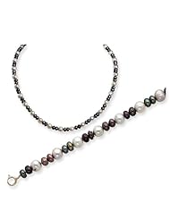 Genuine .925 Sterling Silver Cultured Pearl Bracelet and Necklace 2pc Set. 100% Satisfaction Guaranteed.