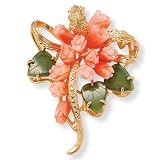 Coral/Jade Flower Pin