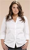 Plus Size Stretch Poplin Button Down Blouse by 