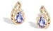 14K Yellow Gold Genuine Pear Tanzanite and Diamond Filligree Earrings