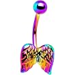 Rainbow Electro Titanium Angel Wings Belly Ring