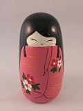 Cute & Funky Oriental Kokeshi Doll ~ Mitsu, Pink