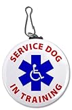 SERVICE DOG In Training Blue Alert Symbol 2.25 inch Clip Tag