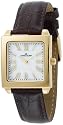 AK Anne Klein Women's Gold-Tone Brown Croco-Grain Leather Watch #108210MPBN