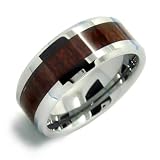 Bling Jewelry Wood Inset Mens Tungsten Beveled Edge Ring 8mm