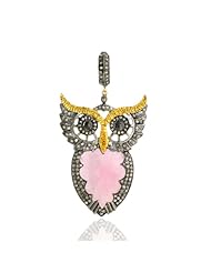 Multi Sapphire Owl 18kt Yellow Gold Pendant Diamond Silver Gemstone Halloween Gift Jewelry