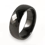 Black Plated Faceted Polished Tungsten Carbide Ring with 288 Facets (7.5 mm) - Sizes 9-13
