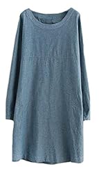 Long Sleeves Cotton/Linen  Dress