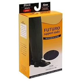 Futuro Support Socks Dress Socks, Men's, Large, Black, Firm, Reinforced Toe/Heel, 1 Pair