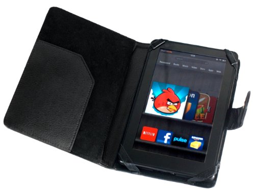 uCase ™ Black Color Flip Open Book Style Leather Cover Case for Amazon Kindle Fire 7 Inch Tablet