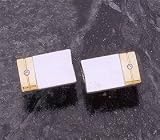 Stainless Steel/14kt Yellow Gold With Cubic Zirconia Cuff Links. 12.25mm Long By 19.25 Wide