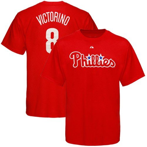 MLB Shane Victorino Philadelphia Phillies Adult Short Sleeve Basic Tee (Athletic Red, X-Large)