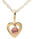 14k Yellow Gold and Pink Tourmaline Children's Heart Pendant, 15