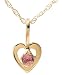 14k Yellow Gold and Pink Tourmaline Children's Heart Pendant, 15