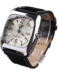 Oulm Unisex Quartz Watch Square Watchcase and Metal Watchsurface Color Black With White