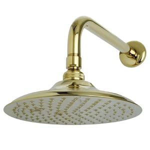 Kingston Brass K136A2CK Victorian 8-inch Diameter Brass Showerhead with 12-inch Shower Arm, Polished Brass
