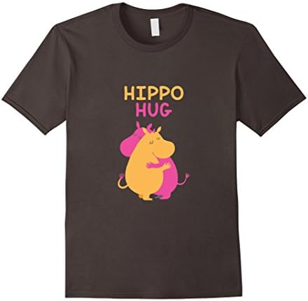 Men's Hippo Hug Hippopotamus Animal Lover Funny Cute Silly T-Shirt Medium Asphalt