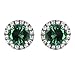 Amazon Collection Sterling Silver Gemstone and Created White Sapphire Halo Stud Earrings